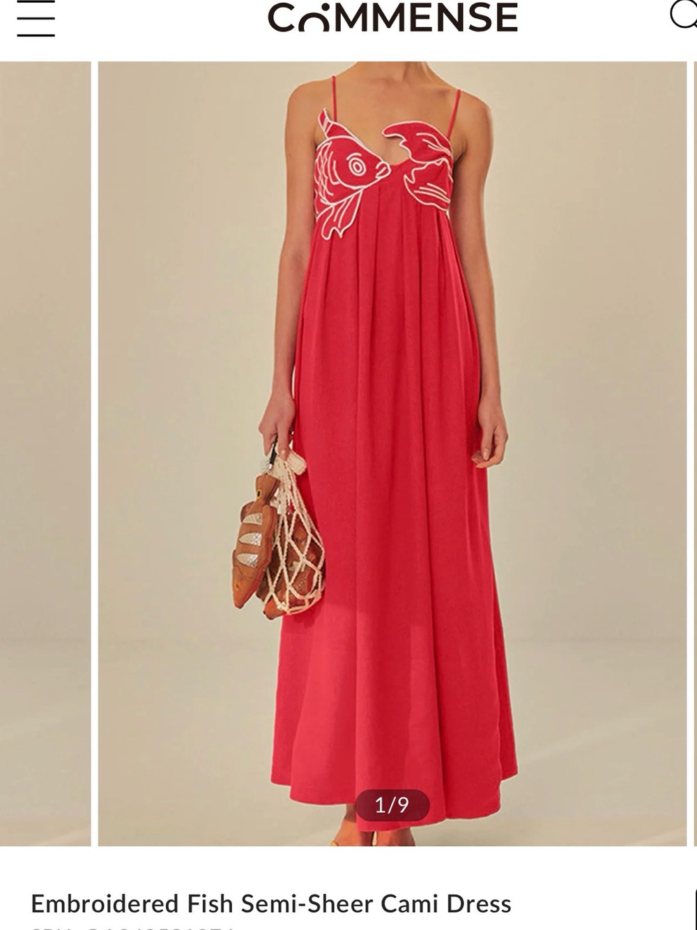 Commense Koi Fish Red Maxi Dress